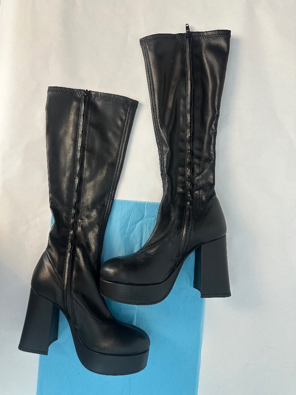 Ovye Black faux leather knee high boots Size 37